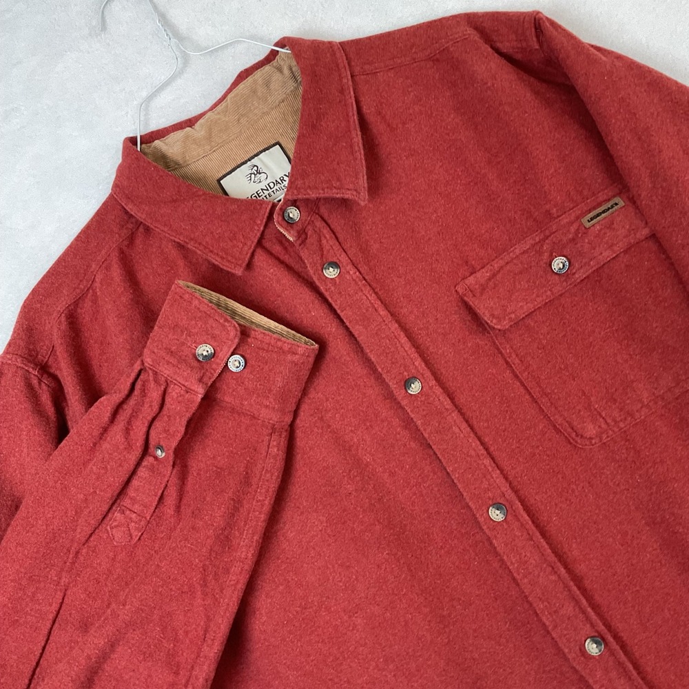 Legendary Whitetails Mens Buck Camp Rust Flannel Shirt Corduroy Trim 2XT Tall